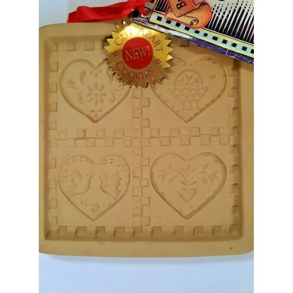 Vintage Brown Bag Cookie Art & Pampered Chef Stoneware Heart Cookie Mold Set